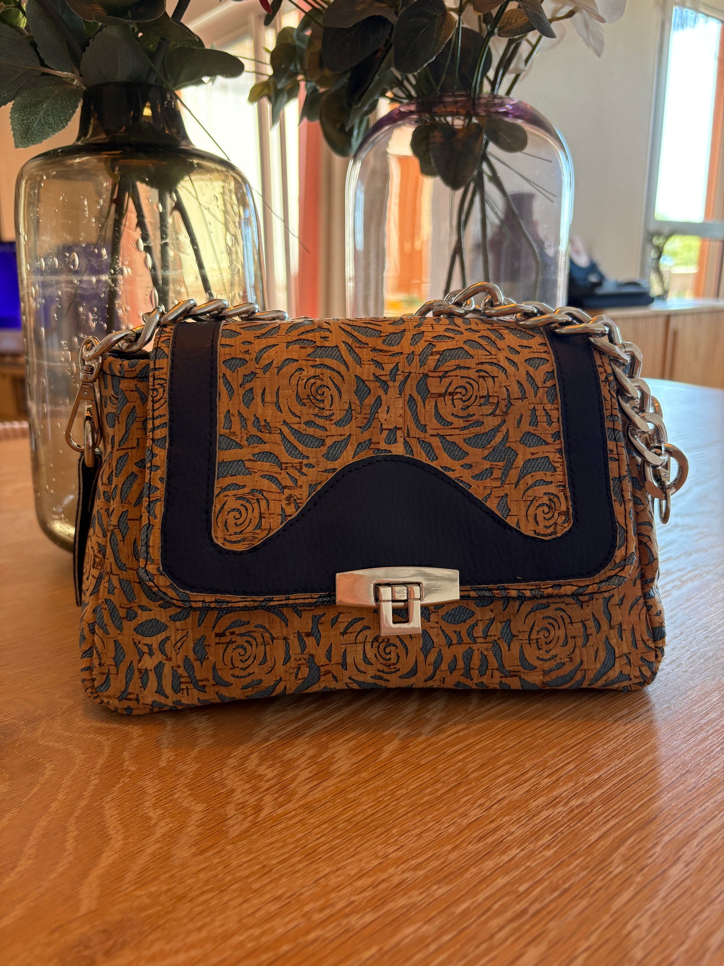 sac à main en liège, jean et simili cuir